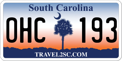 SC license plate OHC193