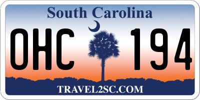 SC license plate OHC194