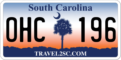SC license plate OHC196