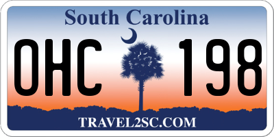 SC license plate OHC198