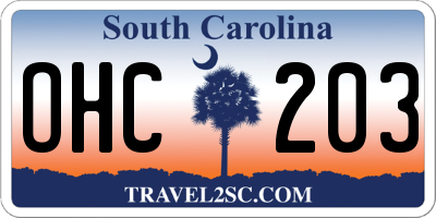 SC license plate OHC203