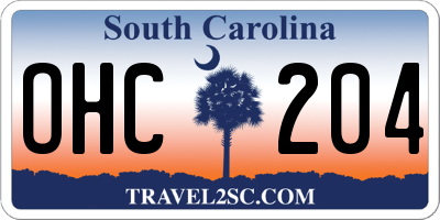 SC license plate OHC204