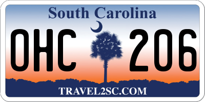 SC license plate OHC206