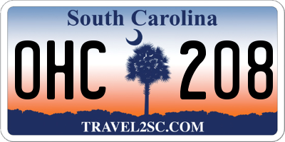 SC license plate OHC208