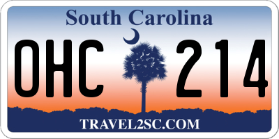 SC license plate OHC214