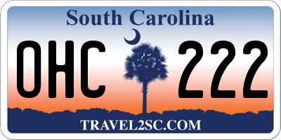 SC license plate OHC222