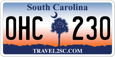 SC license plate OHC230