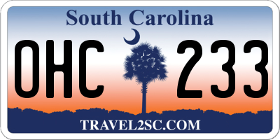 SC license plate OHC233