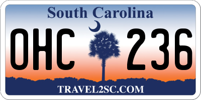 SC license plate OHC236