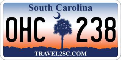 SC license plate OHC238