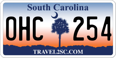 SC license plate OHC254