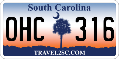 SC license plate OHC316