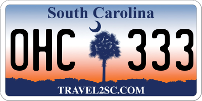 SC license plate OHC333