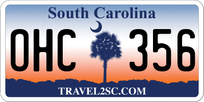 SC license plate OHC356