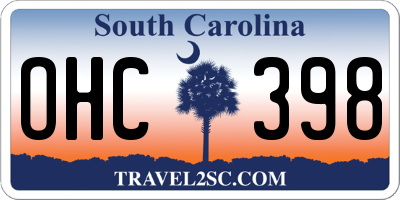 SC license plate OHC398