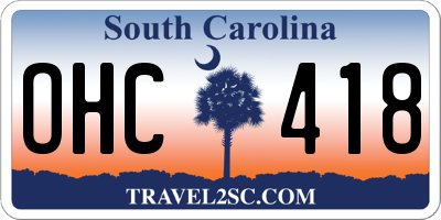 SC license plate OHC418