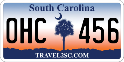 SC license plate OHC456