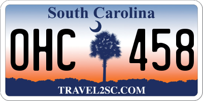 SC license plate OHC458