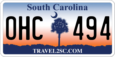 SC license plate OHC494