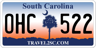 SC license plate OHC522