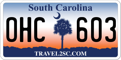 SC license plate OHC603