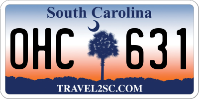 SC license plate OHC631