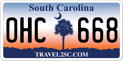SC license plate OHC668