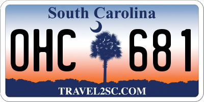 SC license plate OHC681