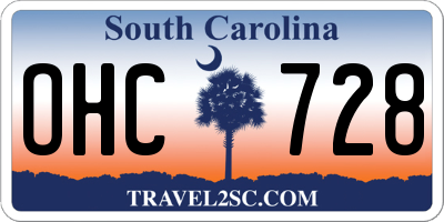 SC license plate OHC728