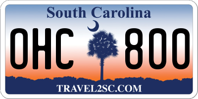 SC license plate OHC800