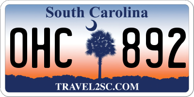 SC license plate OHC892