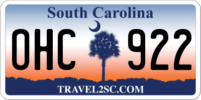 SC license plate OHC922