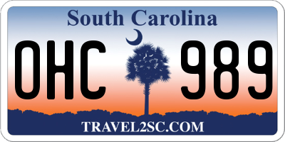 SC license plate OHC989
