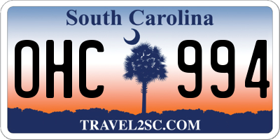 SC license plate OHC994