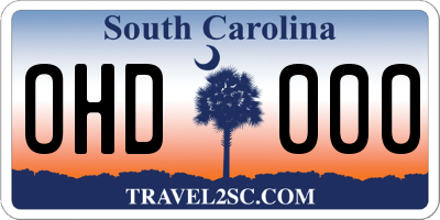 SC license plate OHD000