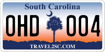 SC license plate OHD004
