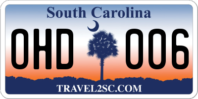 SC license plate OHD006