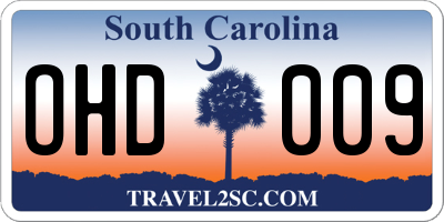 SC license plate OHD009