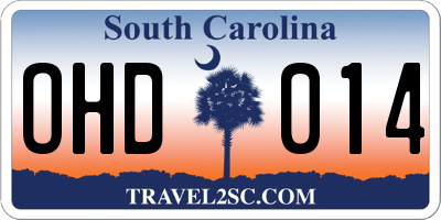 SC license plate OHD014