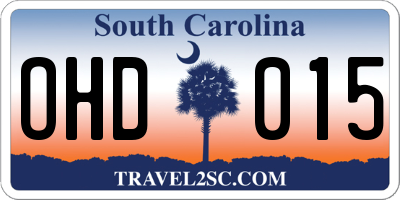 SC license plate OHD015