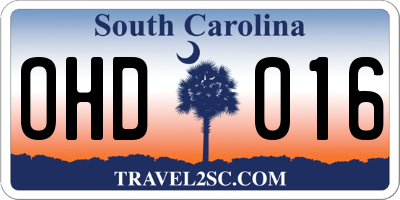SC license plate OHD016