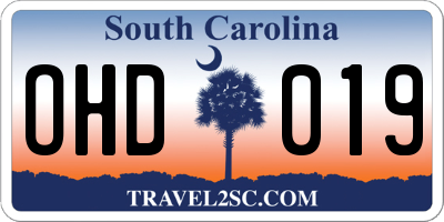 SC license plate OHD019