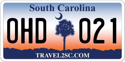 SC license plate OHD021