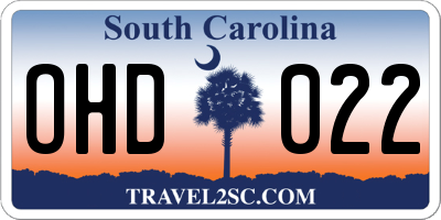 SC license plate OHD022