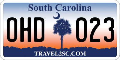 SC license plate OHD023