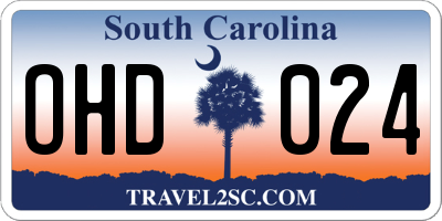 SC license plate OHD024