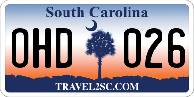 SC license plate OHD026