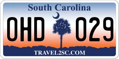 SC license plate OHD029