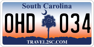 SC license plate OHD034