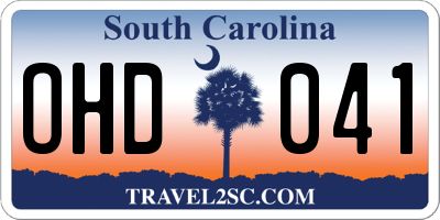 SC license plate OHD041